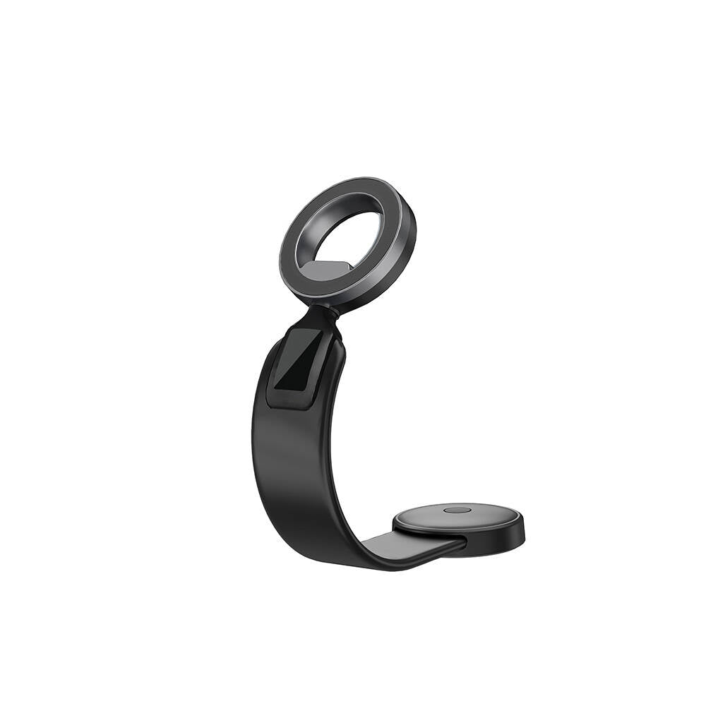 Wiwu Wi-CH053 Mago Serisi Magnetik M-safe Uyumlu Bükülebilen Eğimi ve Düz Zemin Araç Telefon Tutacağı Siyah