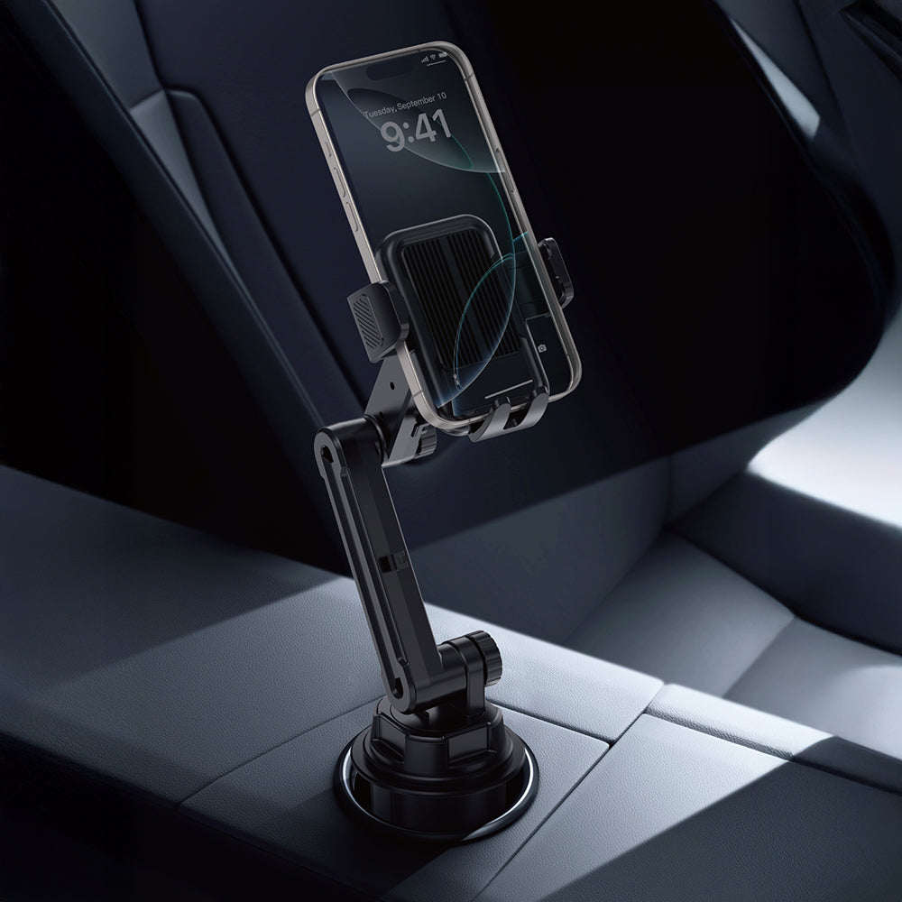 Wiwu Wi-CH059 Gentleman 360 Derece Dönebilen Teleskopik Açılı Bardaklık Tasarım Araç Telefon Tutucu Siyah