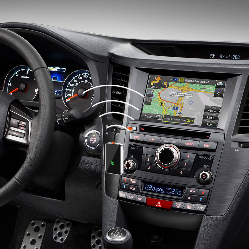 Wiwu Wi-CP001 CarPlay Dijital LED Göstergeli Kablosuz Ses Alıcı USB Girişli Bluetooth Adaptör Gri