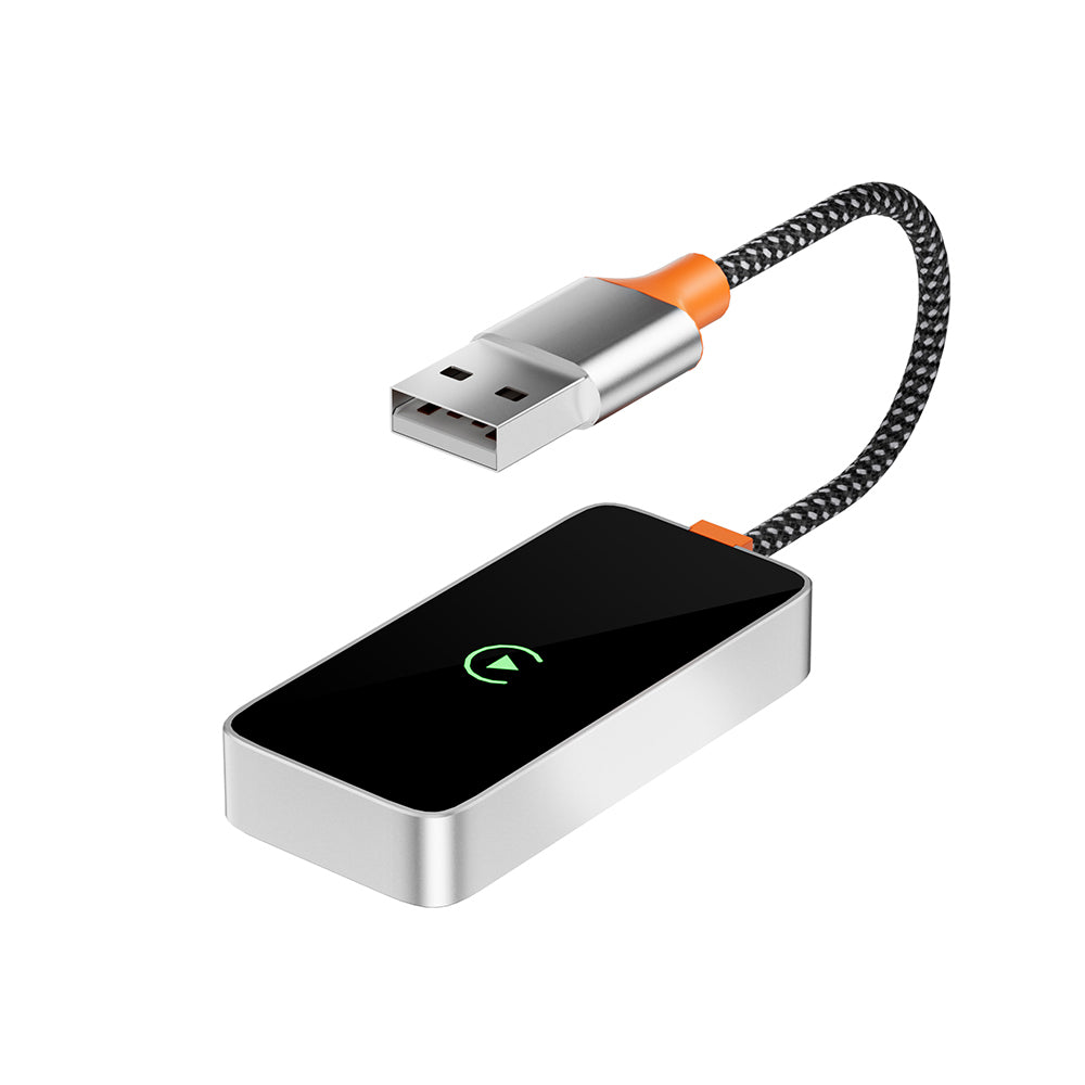 Wiwu Wi-CP002 CarPlay Dijital LED Göstergeli Kablosuz Ses Alıcı USB Girişli Bluetooth Adaptör Gümüş