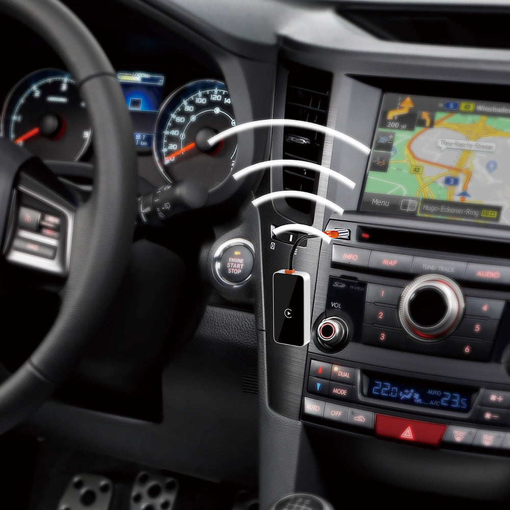 Wiwu Wi-CP002 CarPlay Dijital LED Göstergeli Kablosuz Ses Alıcı USB Girişli Bluetooth Adaptör Gümüş