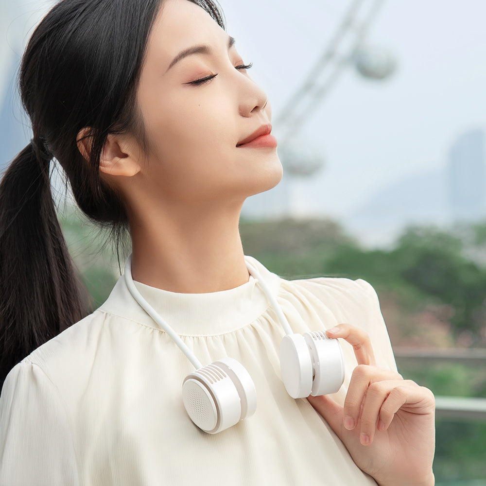 Wiwu Wi-FS014 Twins Neck Taşınabilir Şarjlı Boyun Askılı Fan Beyaz