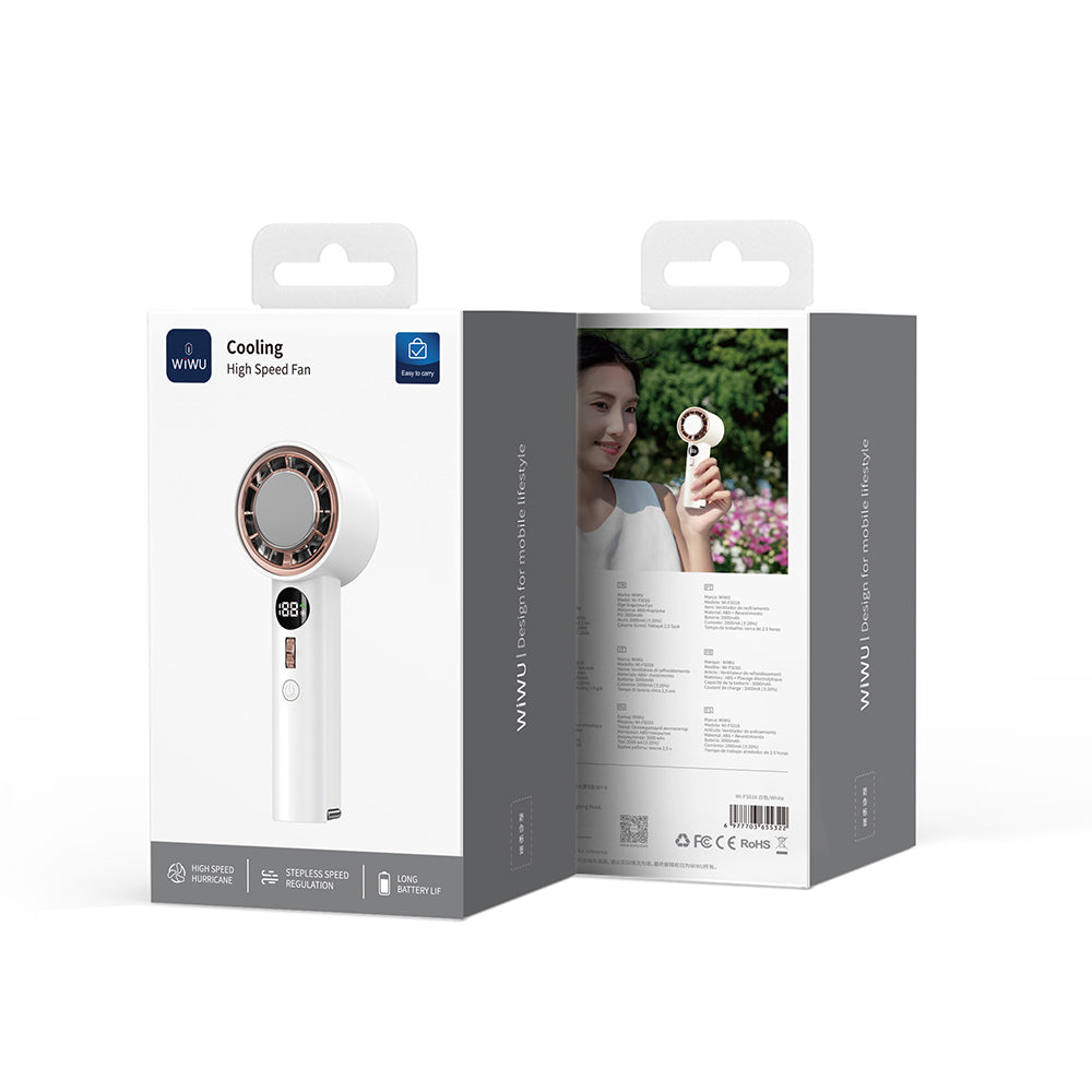 Wiwu Wi-FS016 Dijital LED Göstergeli Soğutucu El Fanı Beyaz