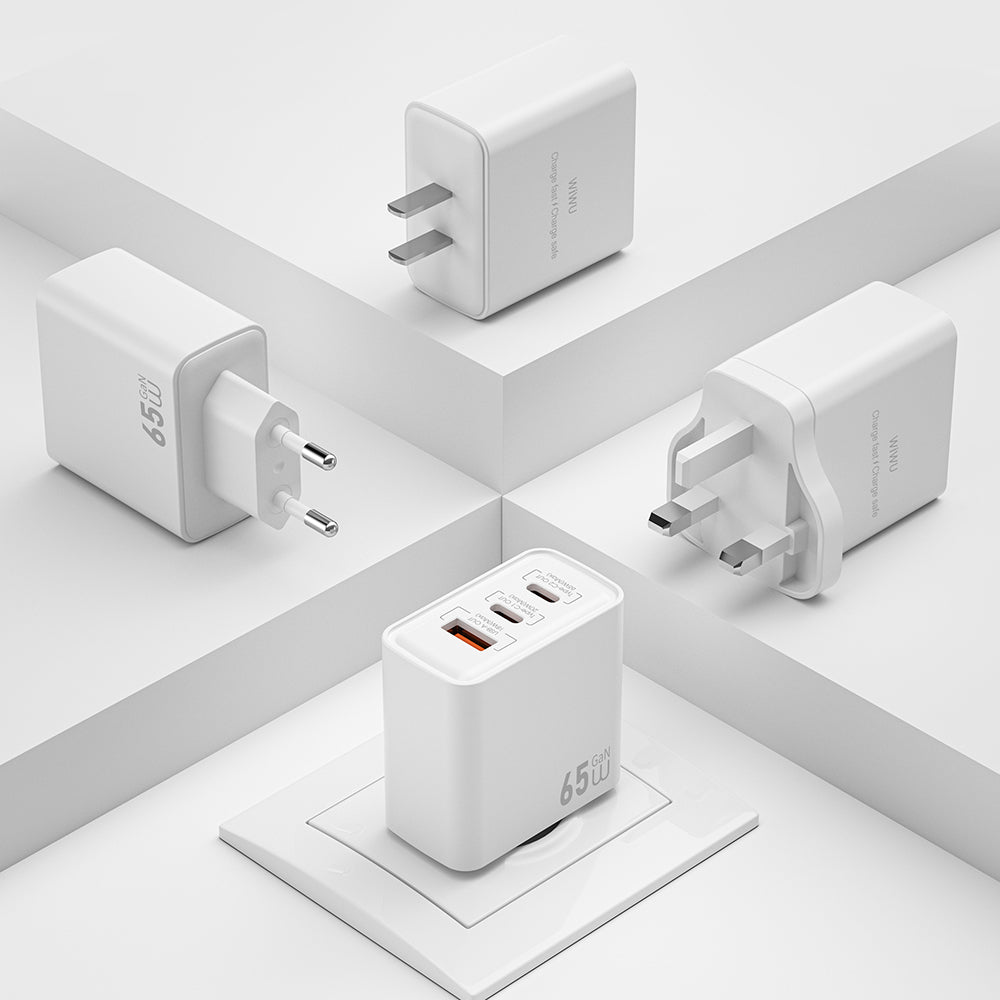Wiwu Wi-G005 Essen Serisi GaN Tech PD Hızlı Şarj Özellikli Şarj Başlığı 65W Beyaz