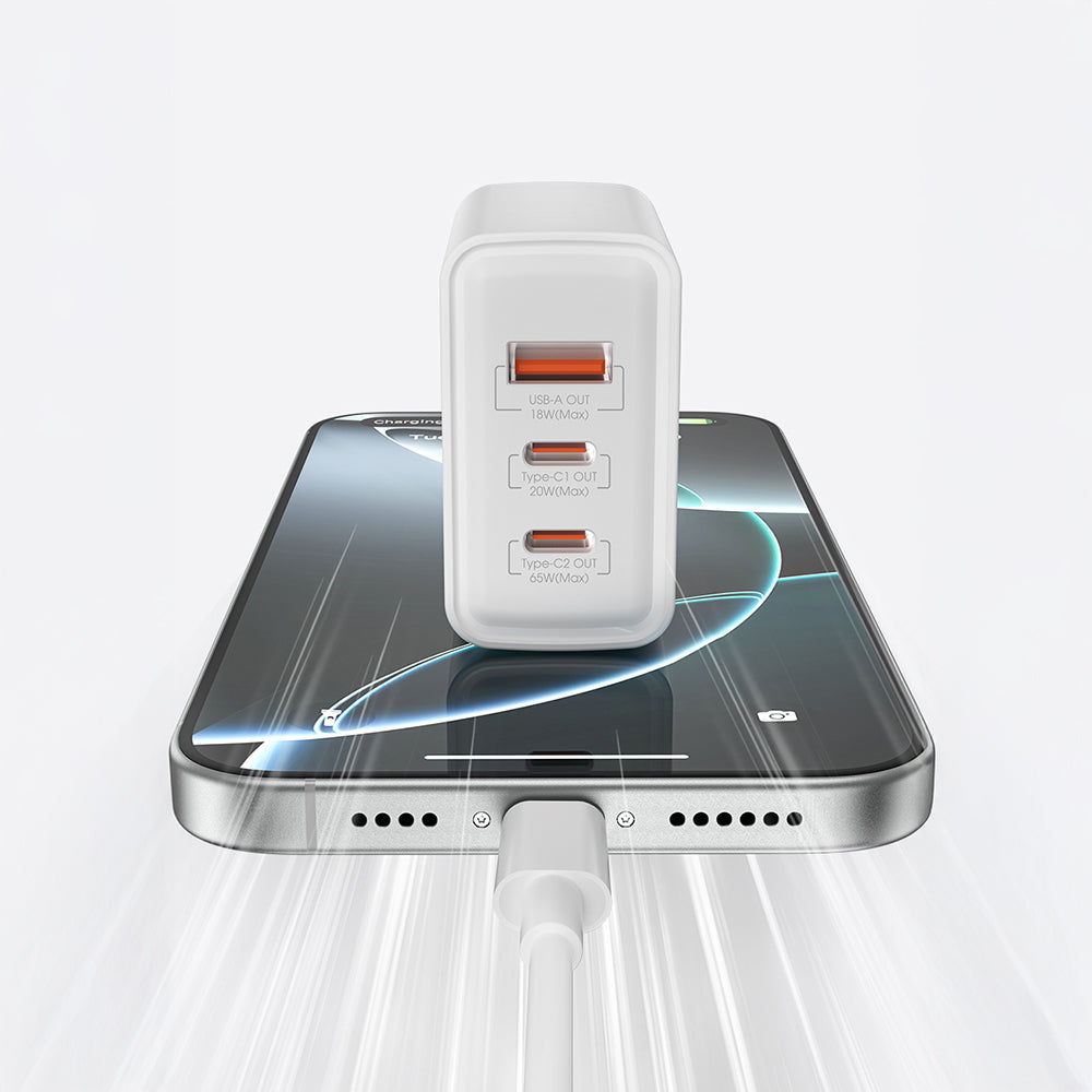 Wiwu Wi-G005 Essen Serisi GaN Tech PD Hızlı Şarj Özellikli Şarj Başlığı 65W Beyaz