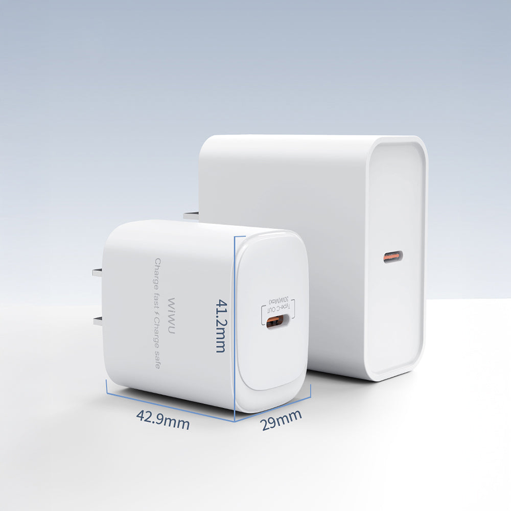 Wiwu Wi-G008 Essen Serisi GaN Tech PD Hızlı Şarj Başlığı Type-C to Type-C PD 30W Kablolu Şarj Seti Beyaz