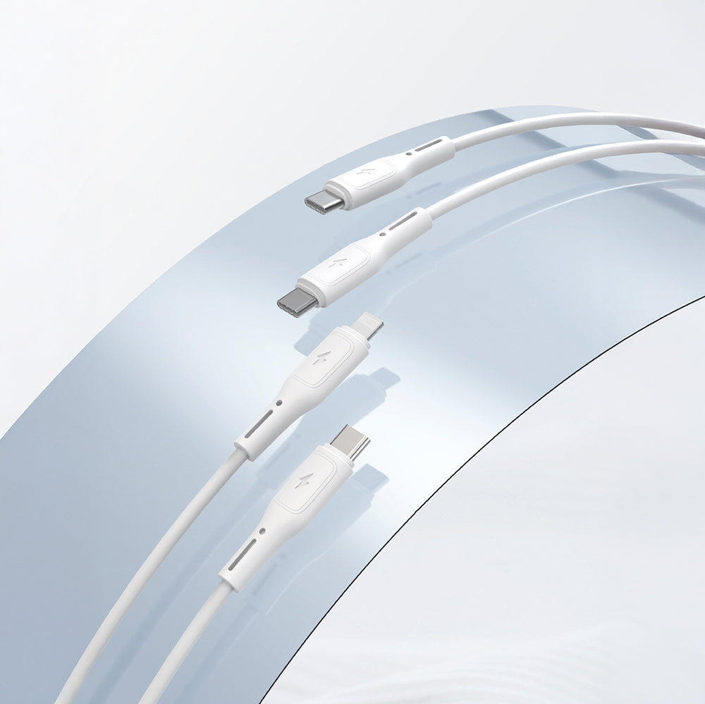 Wiwu Wi-G008 Essen Serisi GaN Tech PD Hızlı Şarj Başlığı Type-C to Type-C PD 30W Kablolu Şarj Seti Beyaz
