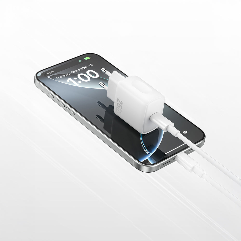 Wiwu Wi-G016 Essen Serisi GaN Tech PD Hızlı Şarj Özellikli Şarj Başlığı 25W Beyaz