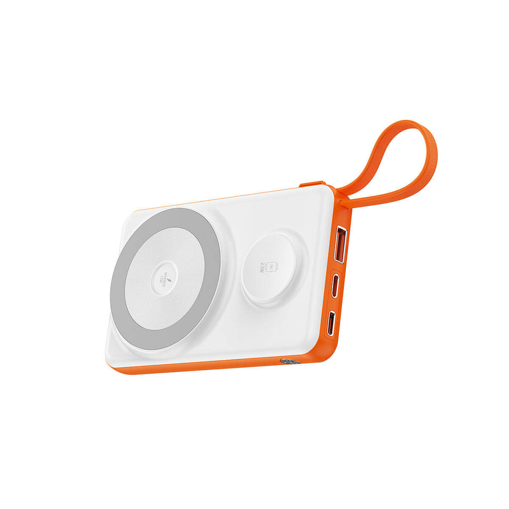 Wiwu Wi-P007 LED Ekranlı Akıllı Saat Kablosuz Şarj Özellikli Taşınabilir Powerbank 10000mAh 22.5W Turuncu