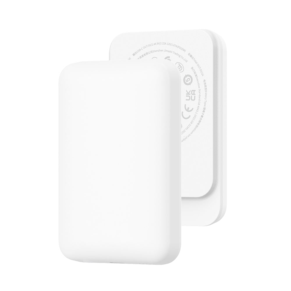 Wiwu Wi-P037 Qi Şarj Teknolojili LED Işık Göstergeli M-safe Kablosuz Powerbank 5000mAh 15W Beyaz