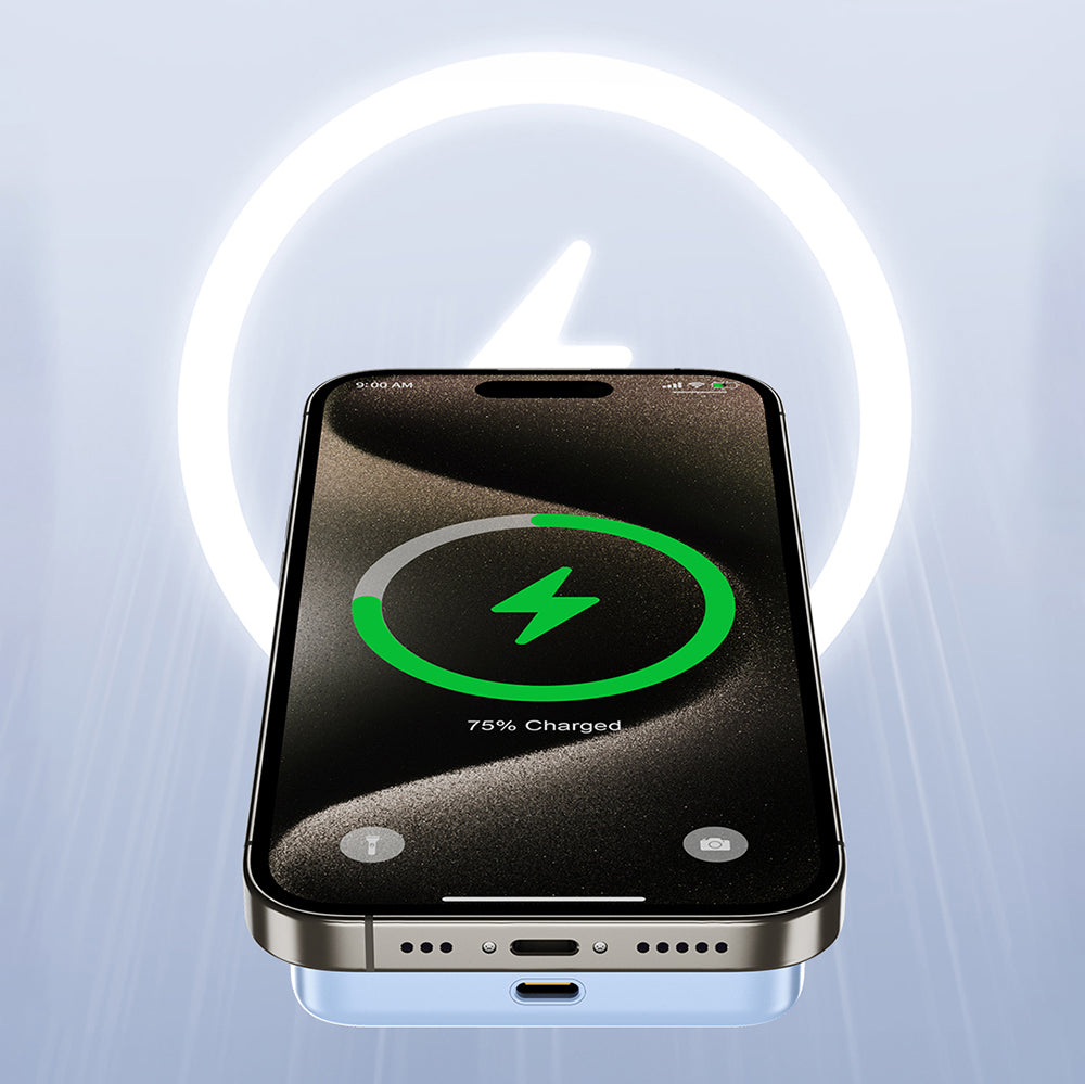 Wiwu Wi-P043 LED Işık Göstergeli Standlı Taşınabilir M-safe Wireless Powerbank 10.000mAh 15W Beyaz