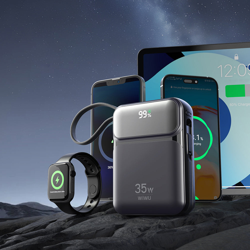 Wiwu Wi-P052 Galaxy Serisi Type-C Lightning Çıkışlı Taşınabilir Powerbank PD 35W 10000mAh Siyah