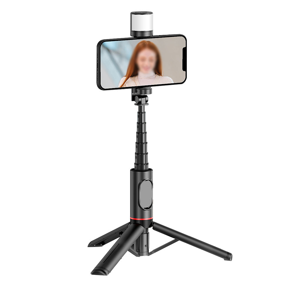 Wiwu Wi-SE003 Sharp Film Serisi Çok Fonksiyonlu Işıklı Sabitleyici Canlı Yayın Tripod Selfie Çubuğu Siyah