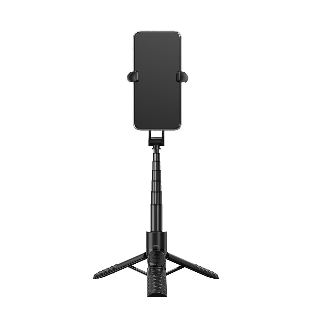 Wiwu Wi-SE014 Magnetik Özellikli 360 Derece Dönebilen Kumandalı Selfie Çubuğu ve Tripod Siyah