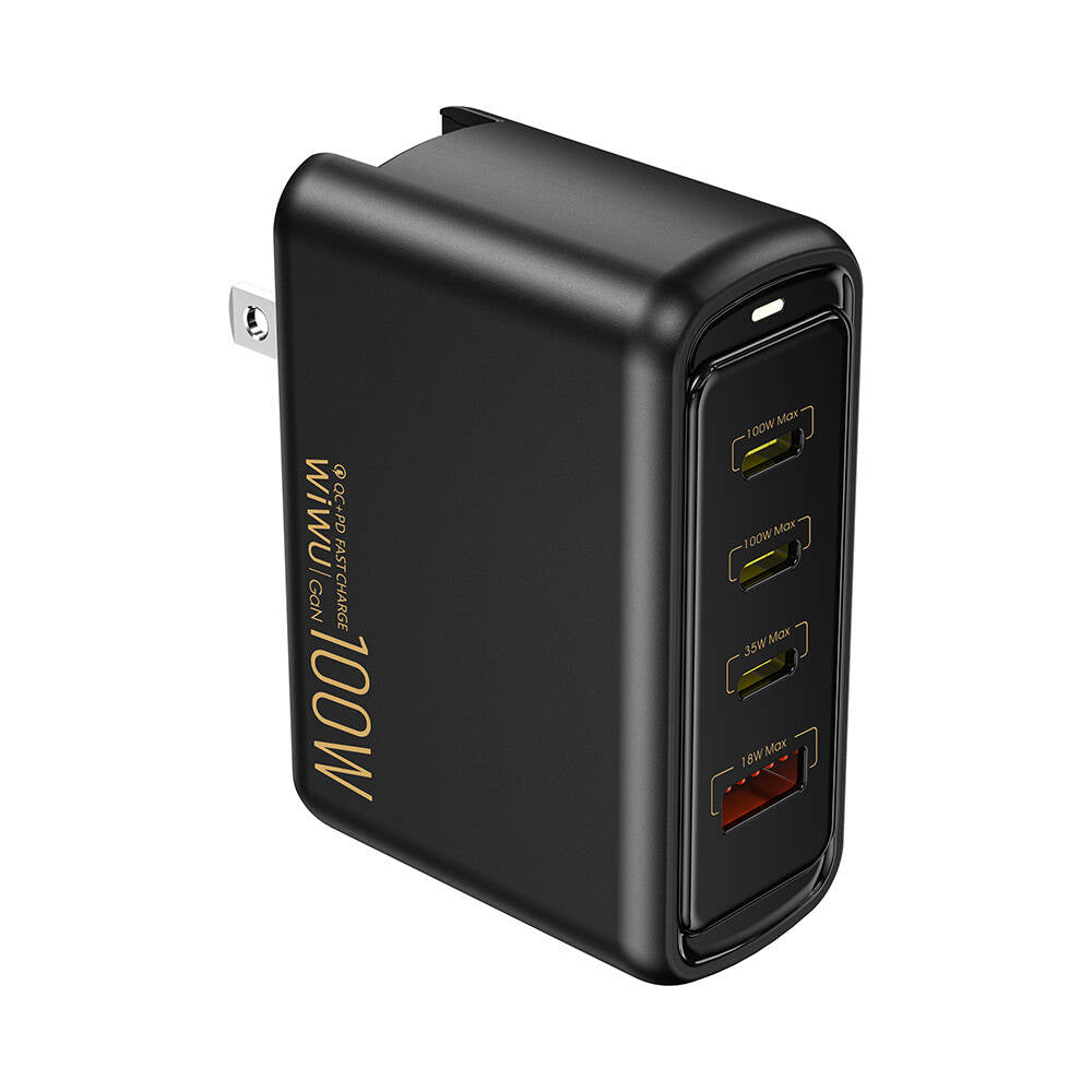 Wiwu Wi-U022W Warrior Serisi GaN Teknolojili 100W QC+PD Universal Hızlı Şarj Başlığı Siyah