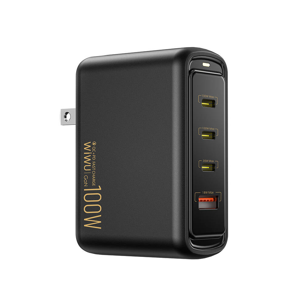 Wiwu Wi-U022W Warrior Serisi GaN Teknolojili 100W QC+PD Universal Hızlı Şarj Başlığı Siyah