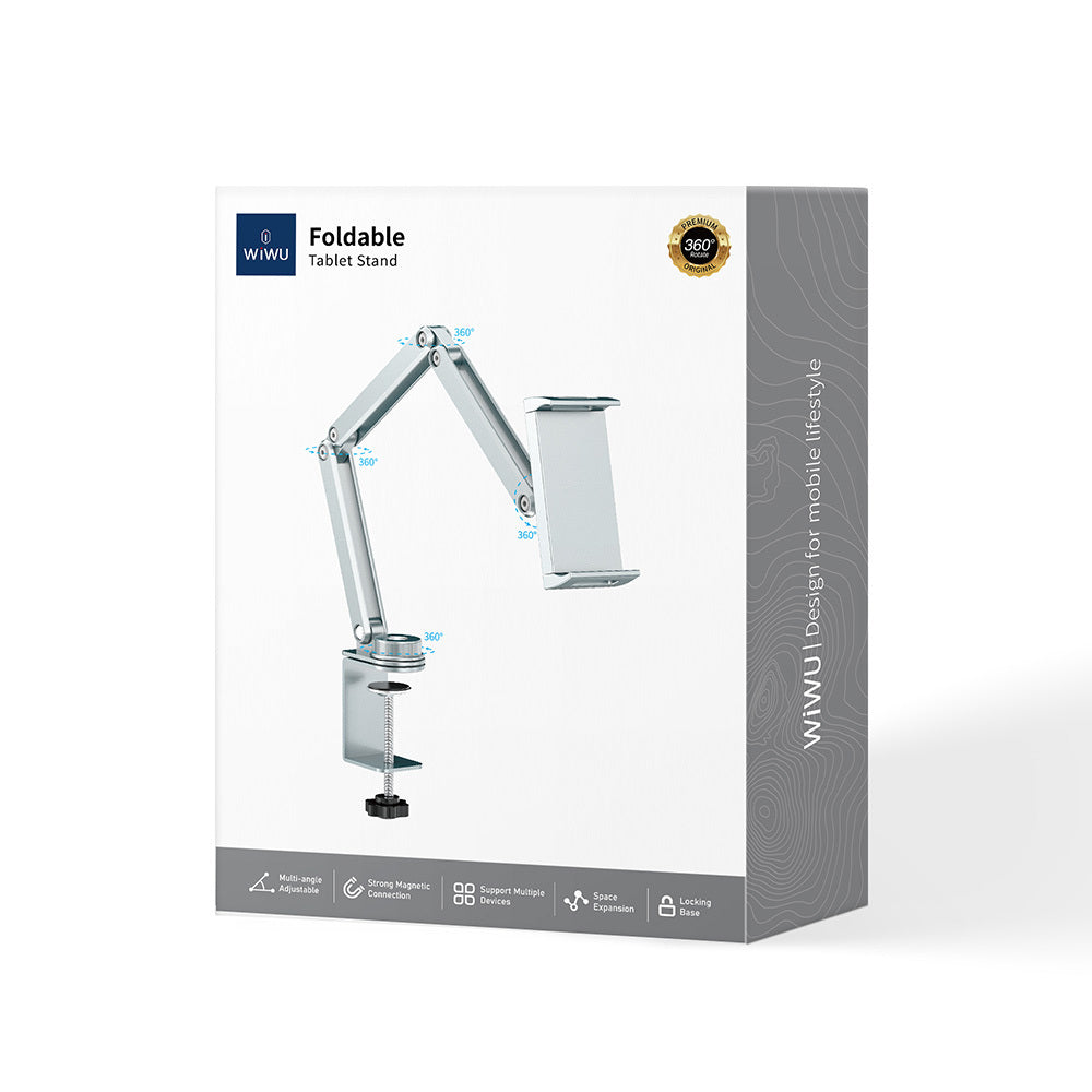 Wiwu Wi-ZM001 Ayarlanabilir Oynar Başlıklı 360° Dönebilen Metal Telefon ve Tablet Tutucu Gri