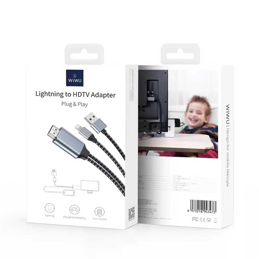 Wiwu X7L Lightning to HDMI Kablo Gri