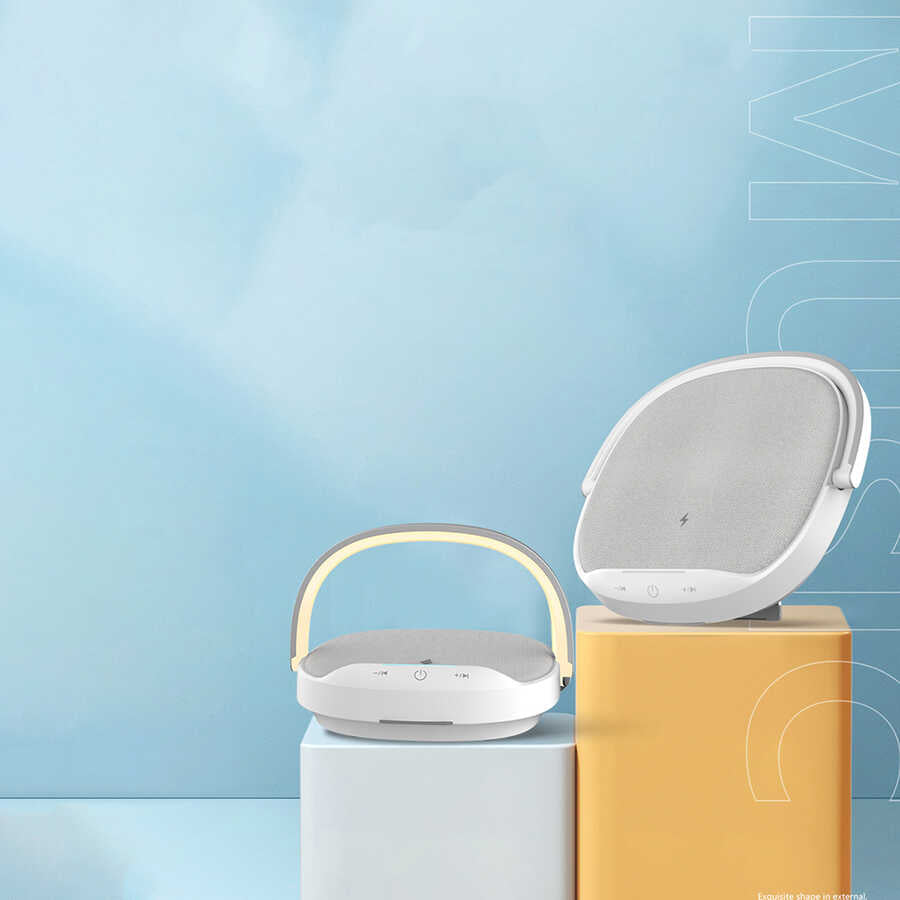 Wiwu Y1 Gece Lambalı Ve Kablosuz Şarj Standlı Bluetooth Speaker Hoparlör Gri