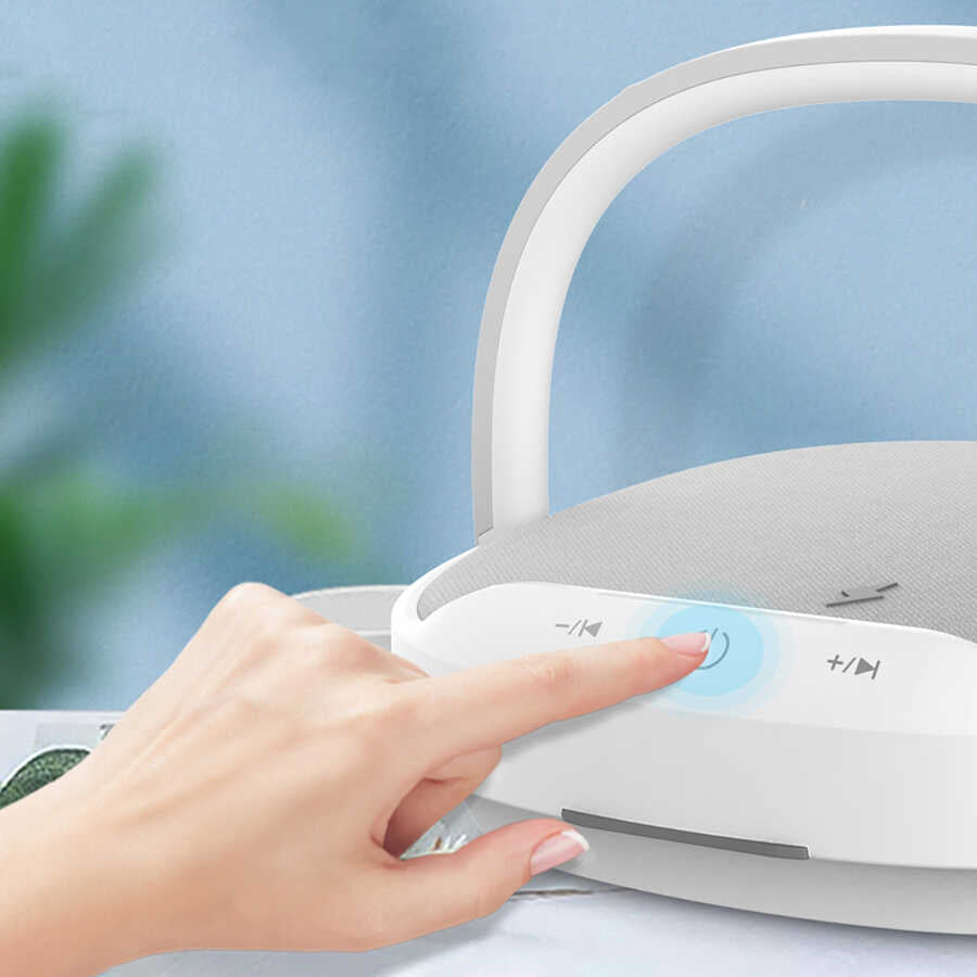 Wiwu Y1 Gece Lambalı Ve Kablosuz Şarj Standlı Bluetooth Speaker Hoparlör Gri