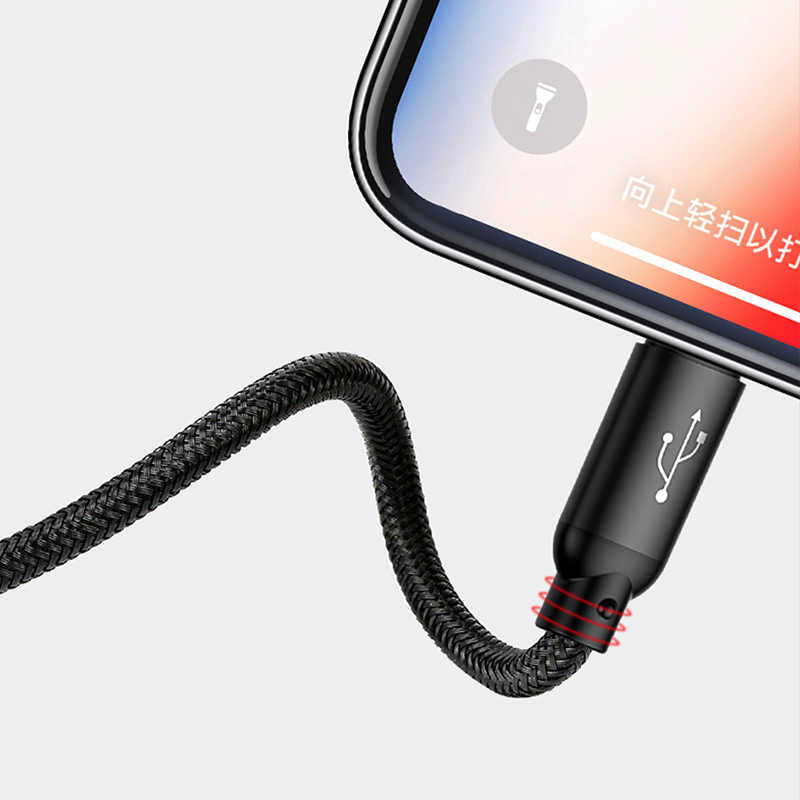 Wiwu YZ100 Dual Lightning + Micro Usb Kablo Siyah