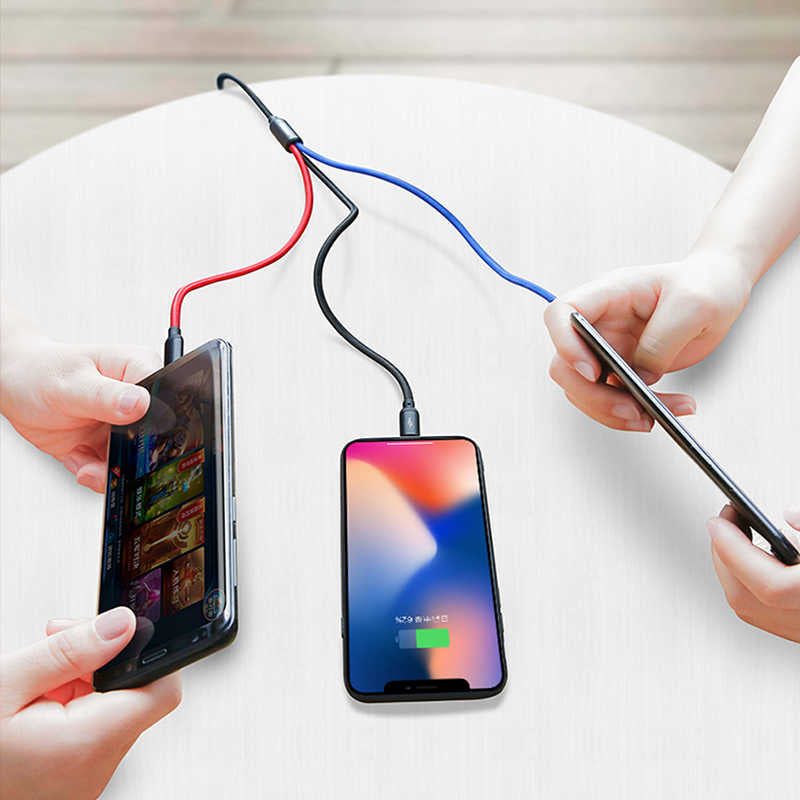 Wiwu YZ100 Dual Lightning + Micro Usb Kablo Siyah