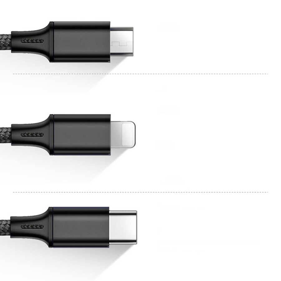 Wiwu YZ108 3 in 1 Usb Kablo Siyah