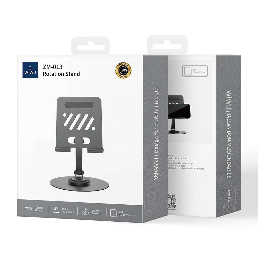 Wiwu ZM-013 Taşınabilir Katlanabilir 360° Dönebilen Metal Telefon ve Tablet Standı Gri