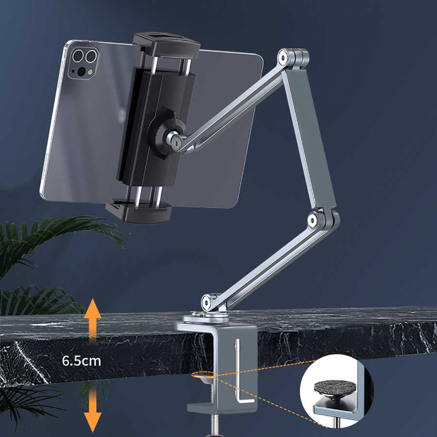 Wiwu ZM310 Ayarlanabilir Oynar Başlıklı Masa Tablet ve Telefon Tutucu Gri