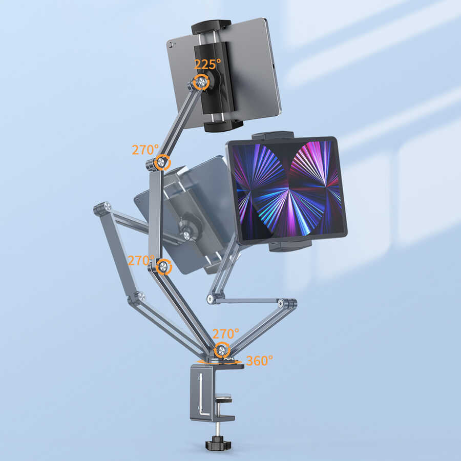 Wiwu ZM310 Ayarlanabilir Oynar Başlıklı Masa Tablet ve Telefon Tutucu Gri