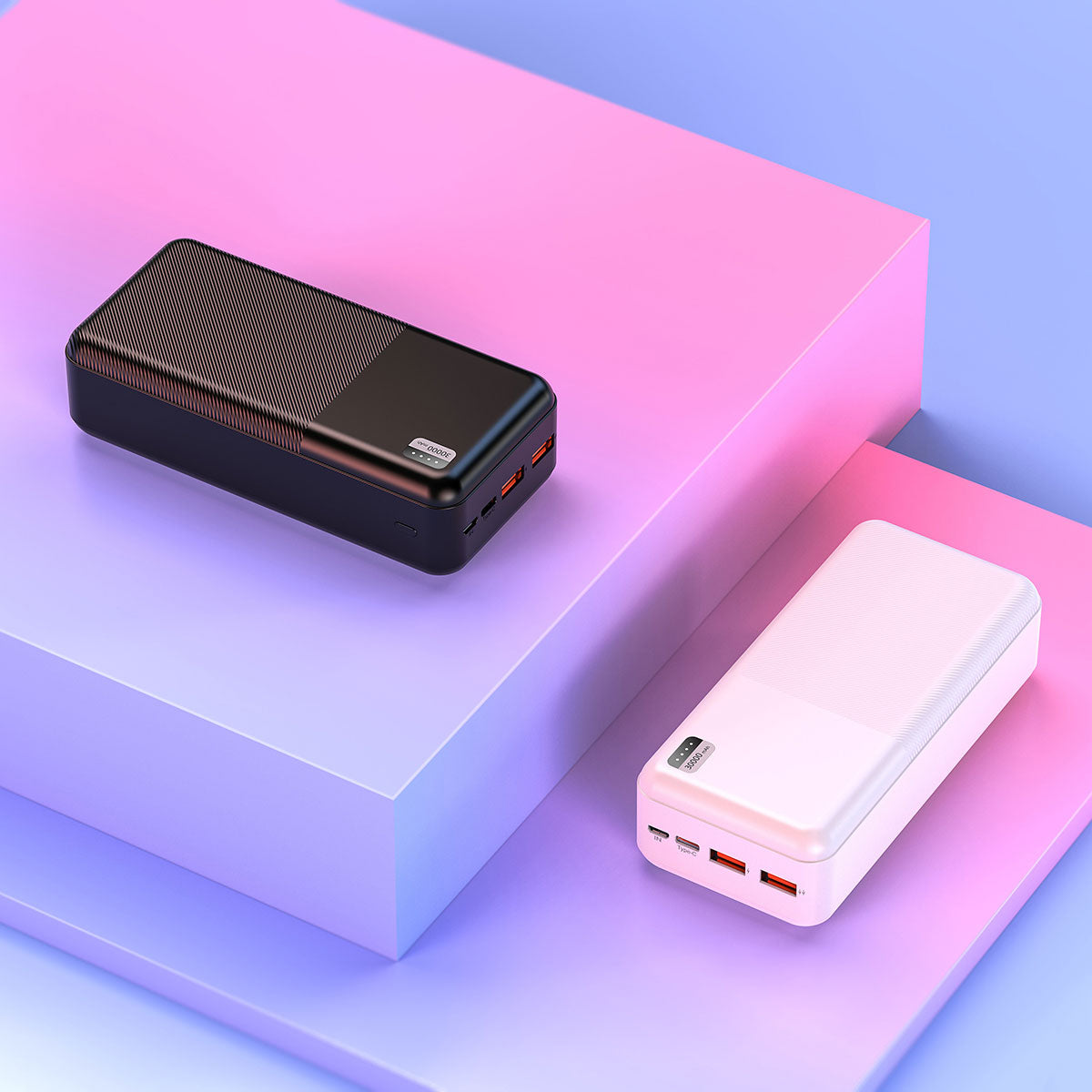 Xipin PX723 Hızlı Şarj Özellikli LED Işık Göstergeli Dual USB Taşınabilir Powerbank 30000mAh Siyah