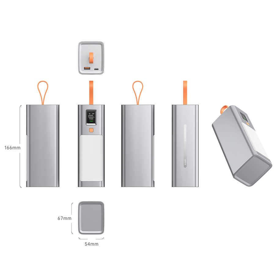 Xipin T133L Işıklı PD 100W Hızlı Şarj Özellikli 40000 Mah Powerbank Gri