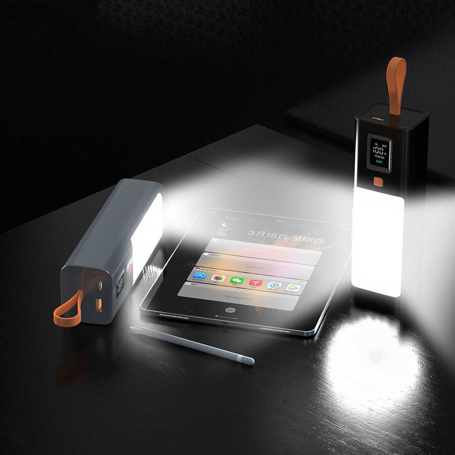 Xipin T134L Işıklı PD 100W Hızlı Şarj Özellikli 20000 Mah Powerbank Gri