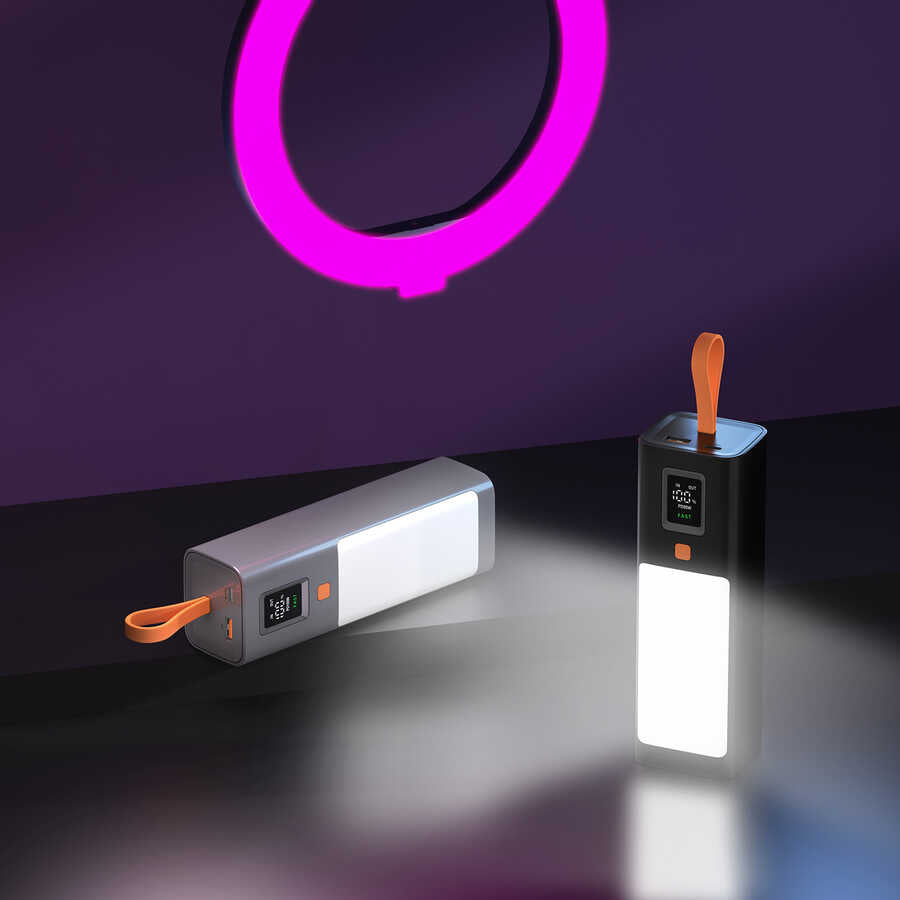 Xipin T134L Işıklı PD 100W Hızlı Şarj Özellikli 20000 Mah Powerbank Gri