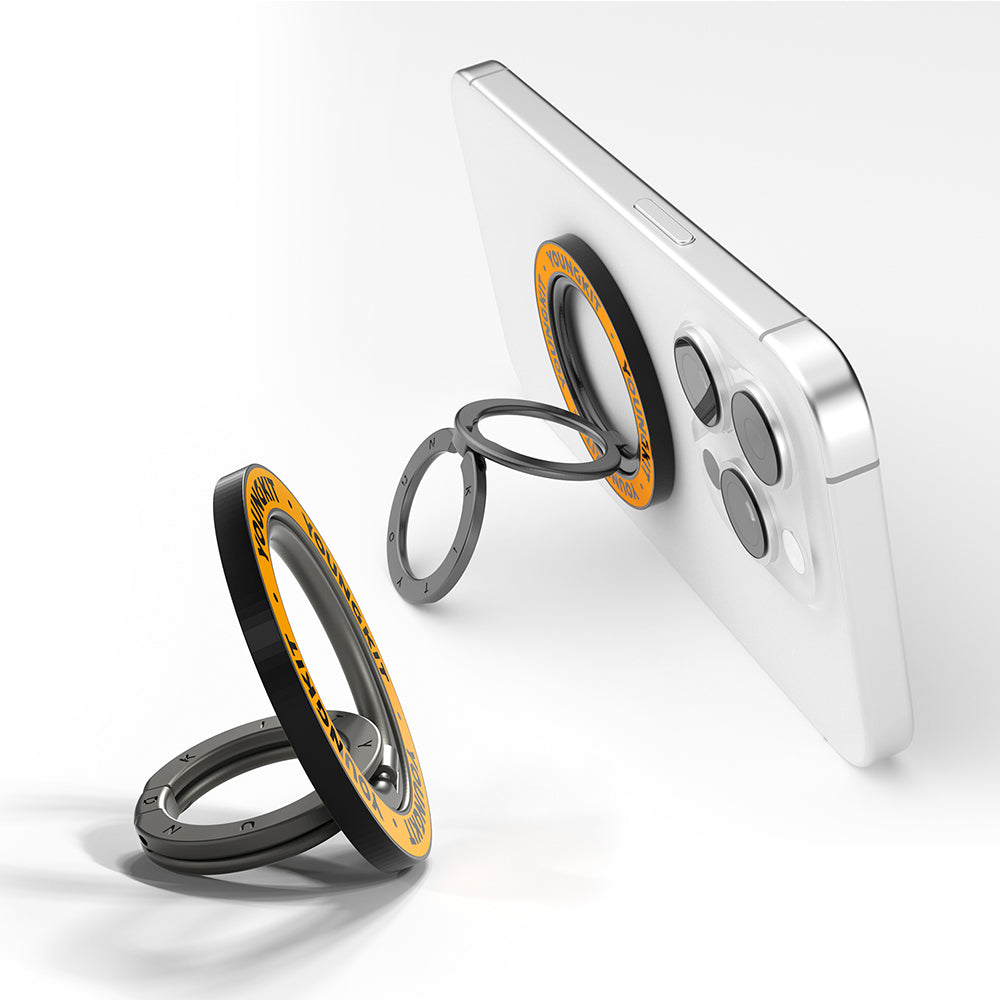 Youngkit Magnetik 360 Derece Dönebilen Double Ring Serisi Parmak Ring Stand Turuncu