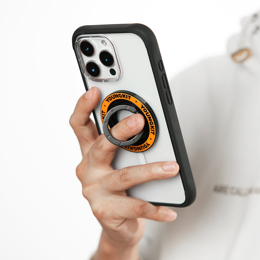 Youngkit Magnetik 360 Derece Dönebilen Double Ring Serisi Parmak Ring Stand Siyah
