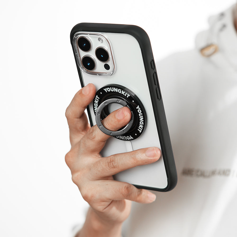 Youngkit Magnetik 360 Derece Dönebilen Double Ring Serisi Parmak Ring Stand Turuncu