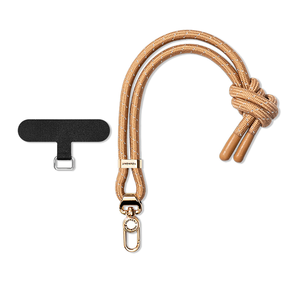 Youngkit YQ002 Yansıtıcı Şerit Desenli Cep Telefonu Bilek Askı İpi Kahverengi